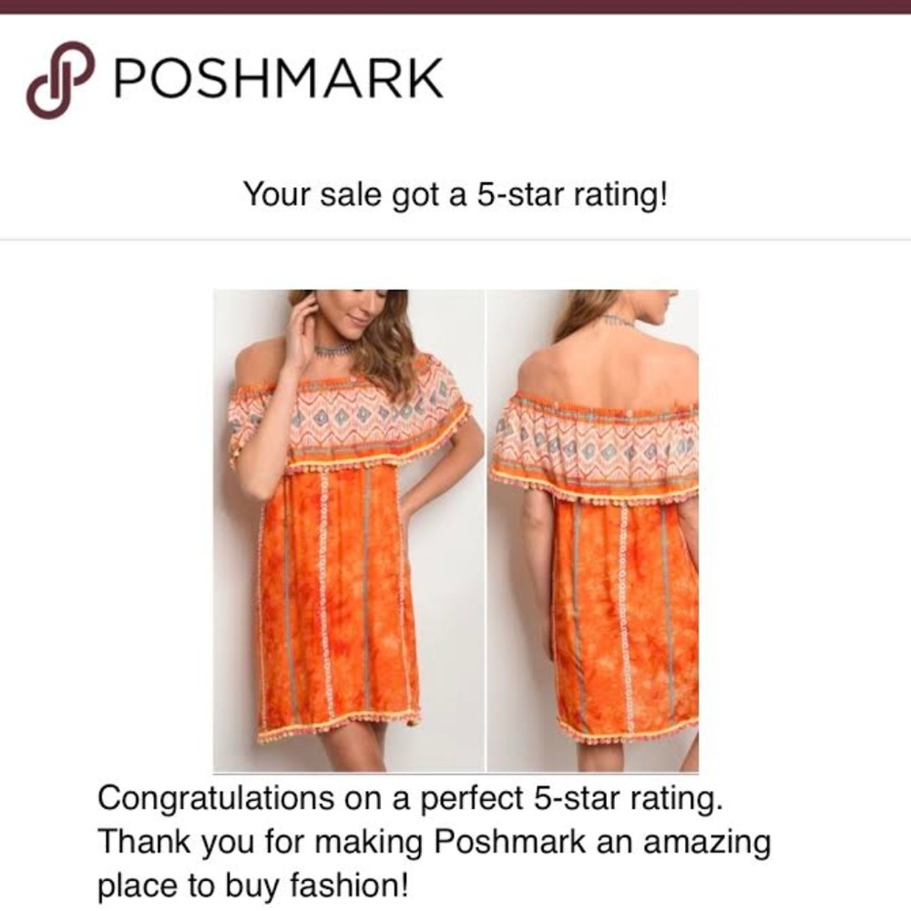 LAST 1! Mini Pompom Tassel ORANGE BLUE DRESS - Picture 4 of 5